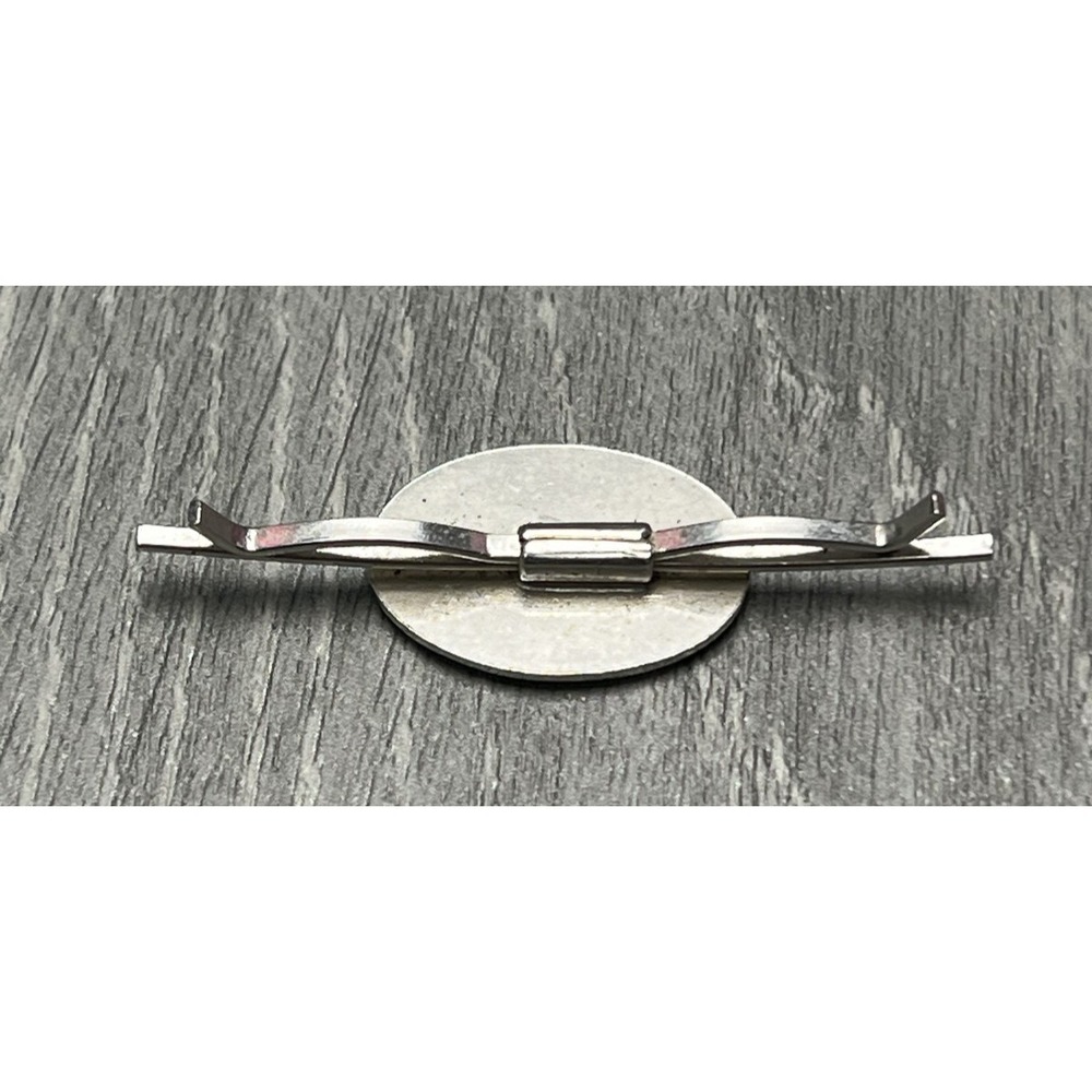 Vintage Ornate Etched Silver Tone Collar Bar Pin Tie Clip Scarf Fastener - Picture 5 of 6